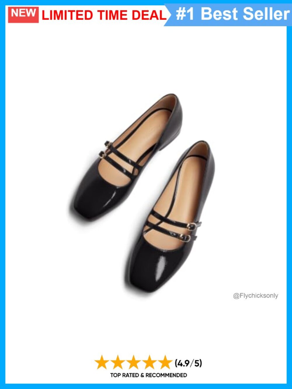 Mary Jane Flats Square Toe Faux Leather Double Strap Slip On Dressy Work Shoes